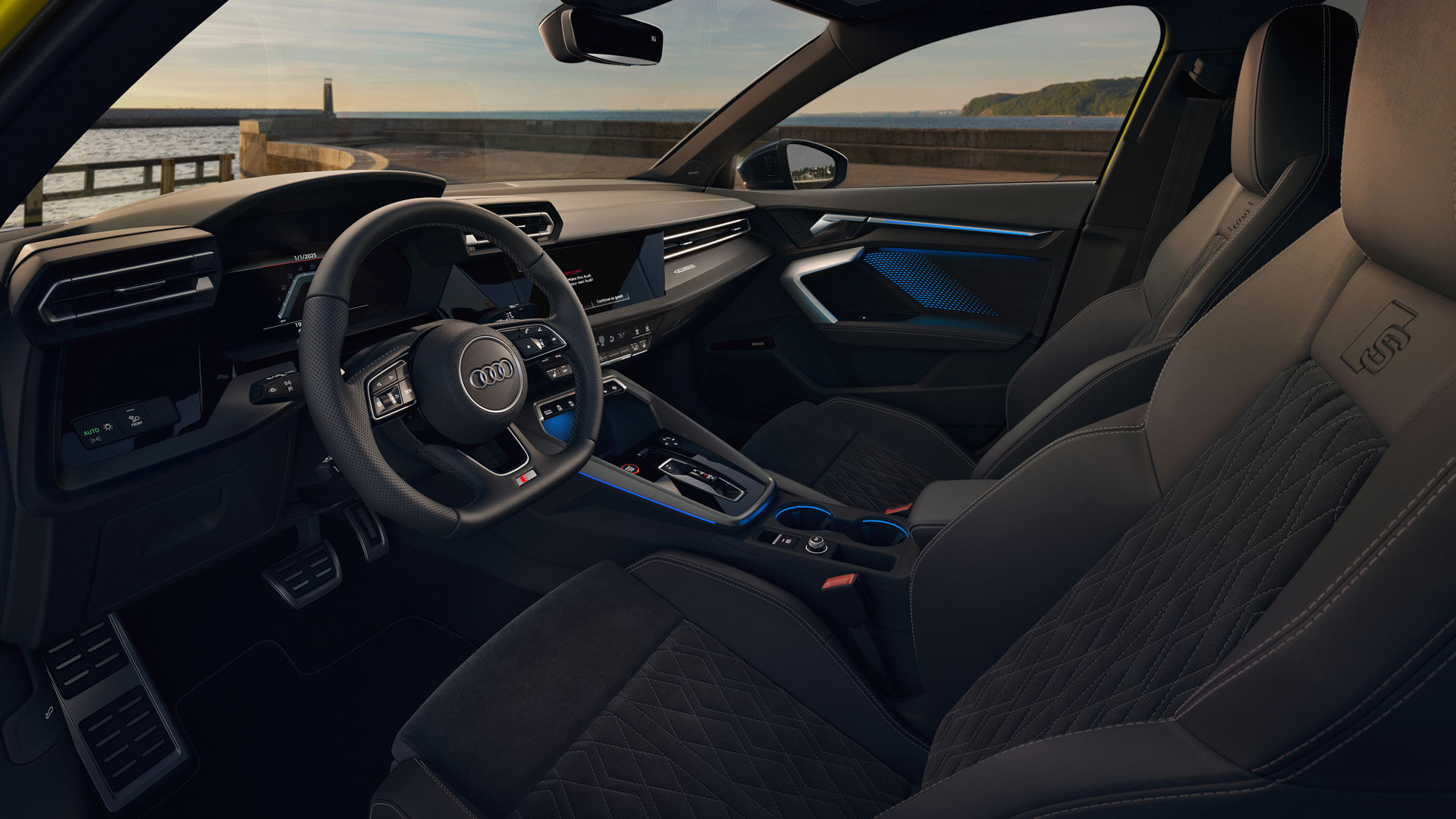 Интерьер Audi S3 — спорт‑сиденья, Virtual Cockpit, мультимедиа MMI