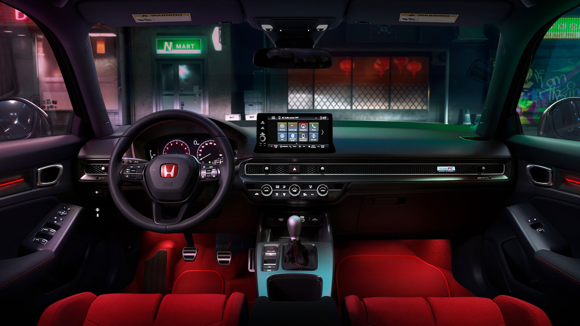 Интерьер Civic Type R — цифровая приборка, спортивные ковши, алюминиевые накладки